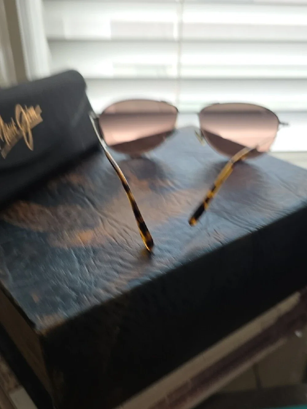 Maui Jim Gold Frame Sunglasses with Pink-Gray Gradient Lenses